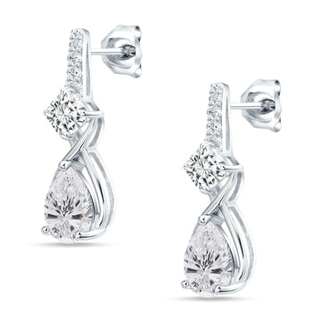 Pear Teardrop Twisted Infinity Stud Earring Cubic Zirconia 925 Sterling Silver Wholesale